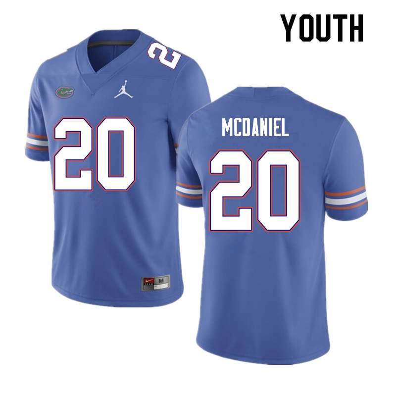 Youth NCAA Florida Gators Mordecai McDaniel #20 Stitched Authentic Nike Blue College Football Jersey GRX5865PC